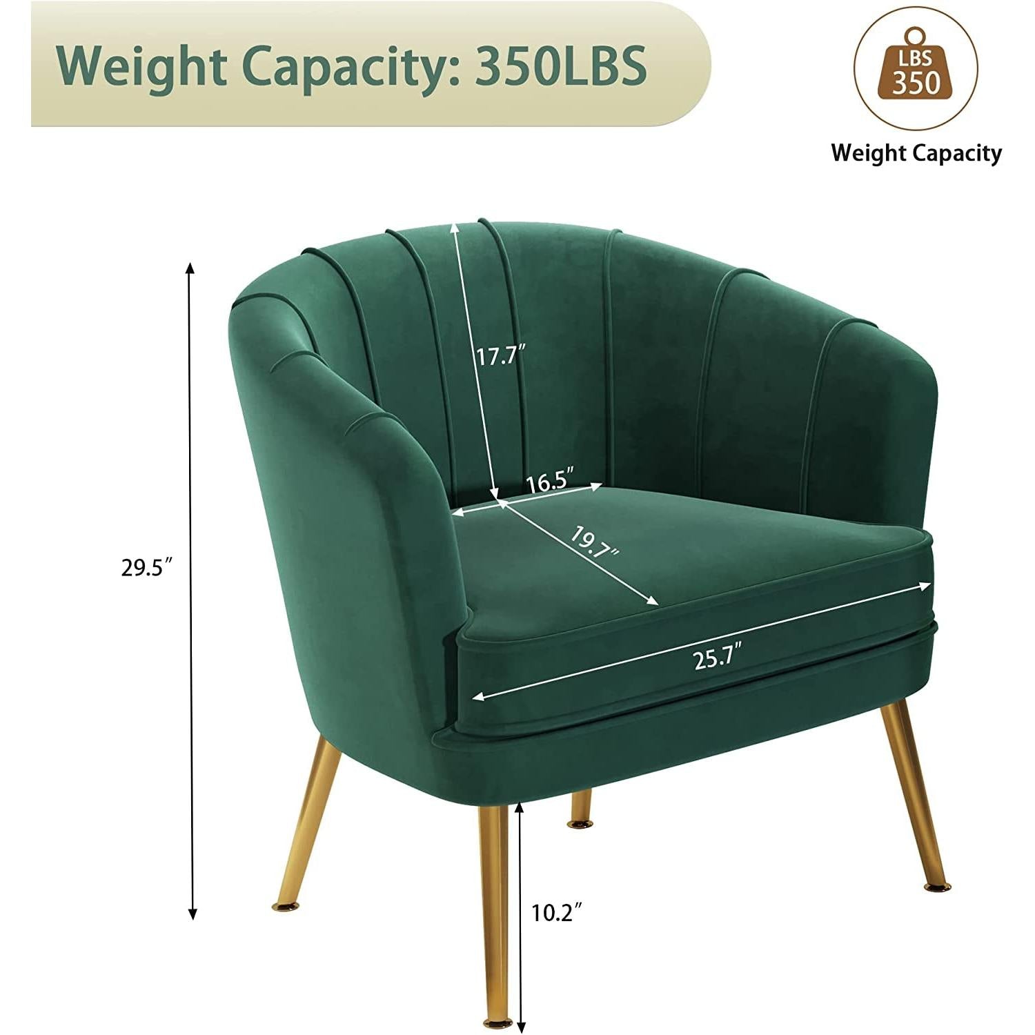 Green Velvet Accent Chair With Gold Legs For Living Room