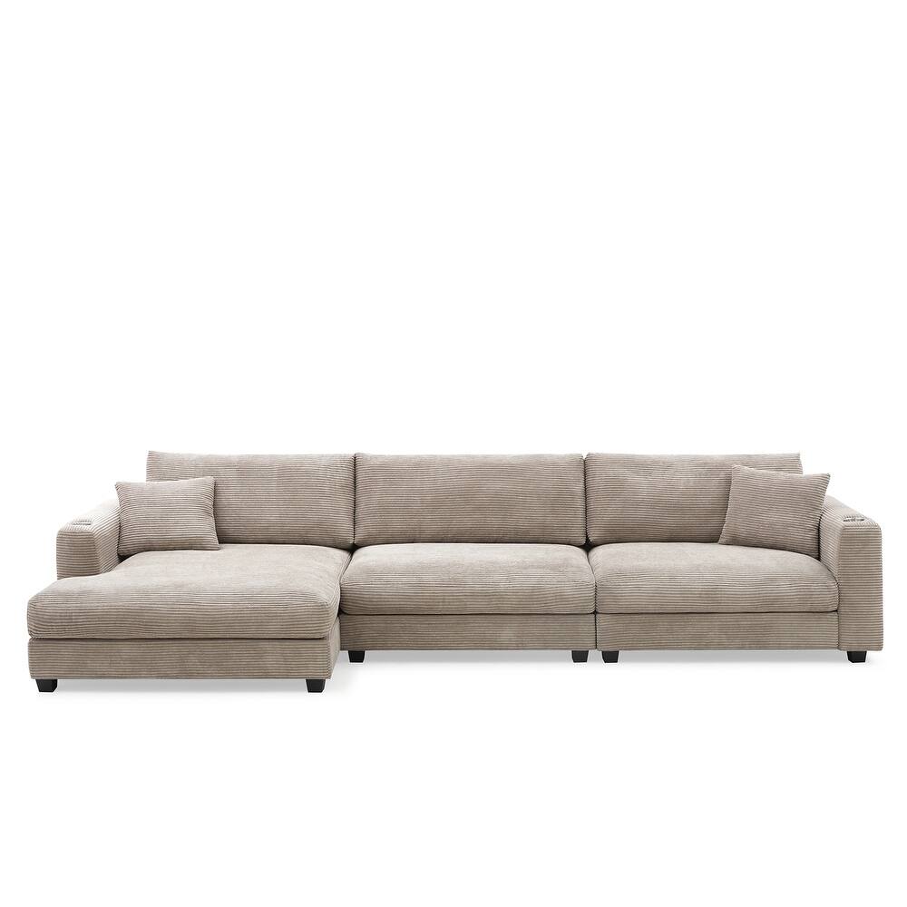 134*54" Oversized Corduroy Sectional Sofa,L Shaped Cloud Couch with