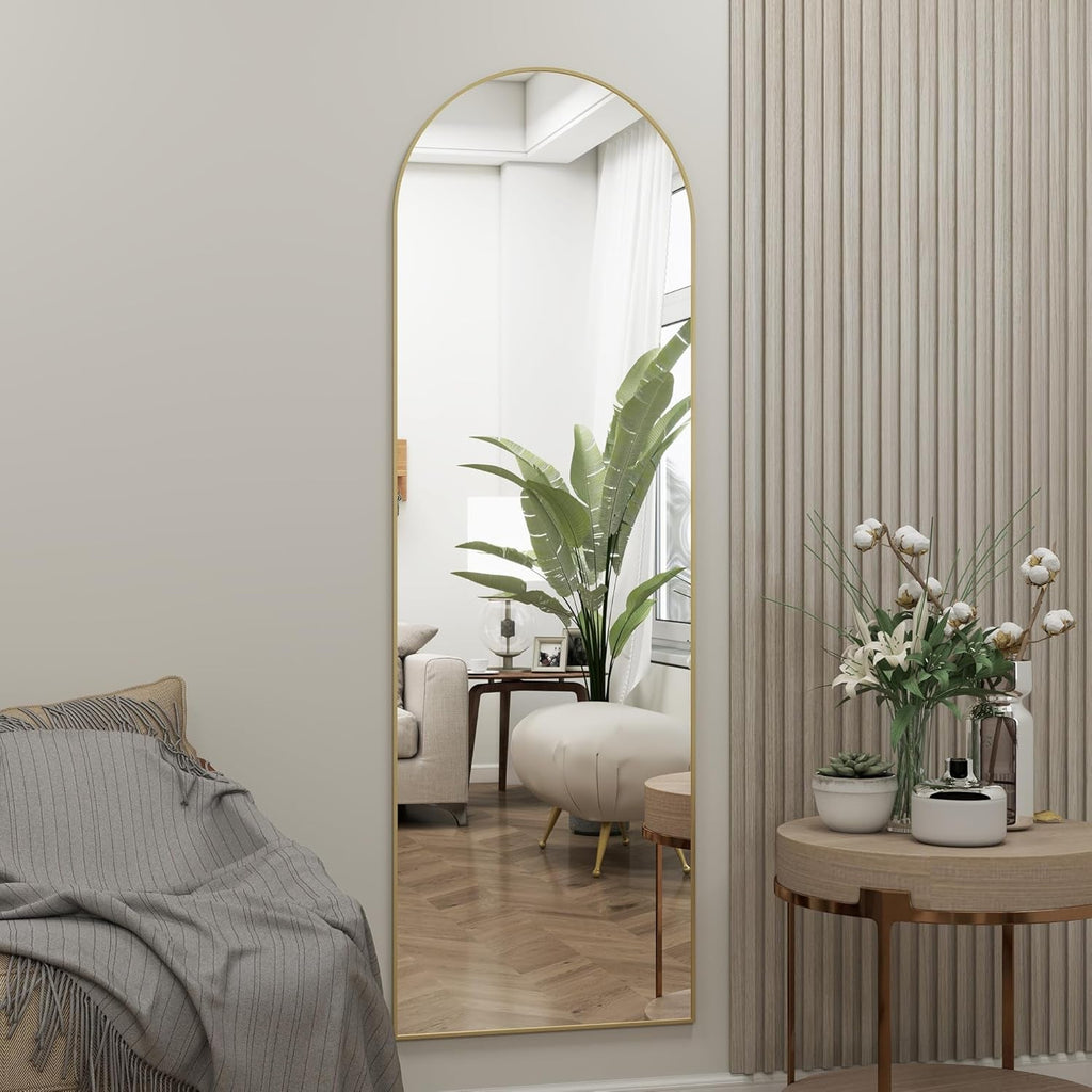 Door Mirror 14 By 48 Inches Gold Hanging Over The Door