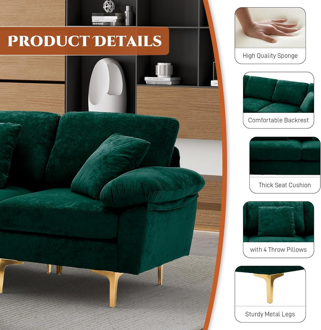 Stylish U Shaped Sectional Sofa Couch with Ottoman